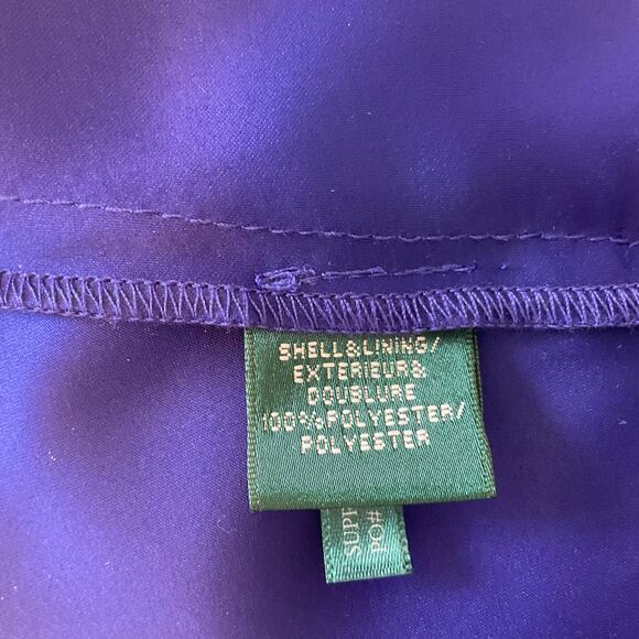 Ralph Lauren Strapless Pleated Chiffon A-Line Mini Cocktail Dress Purple Size 6 - Picture 11 of 13